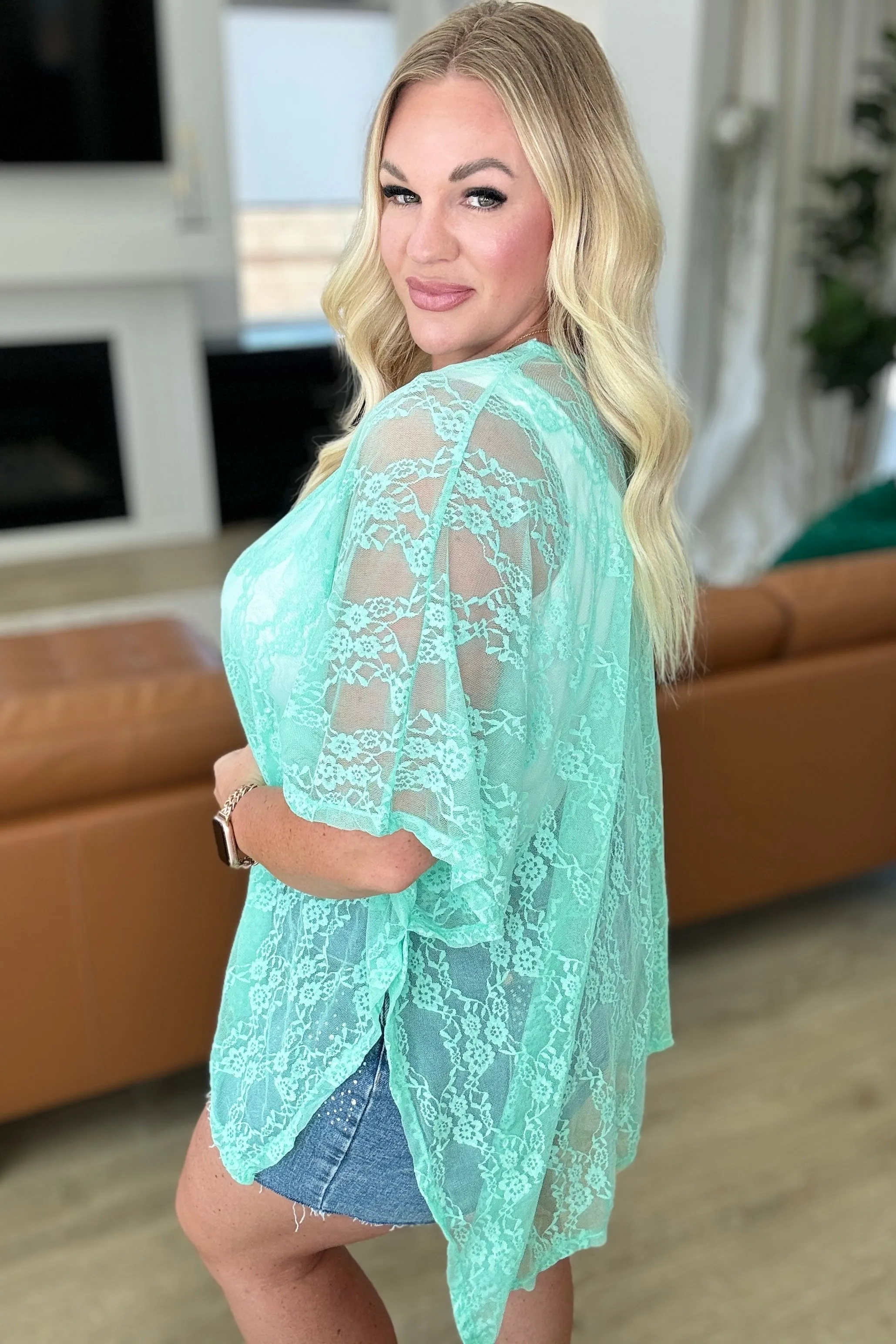 Hazel Blues® |  Good Days Ahead Lace Kimono In Mint