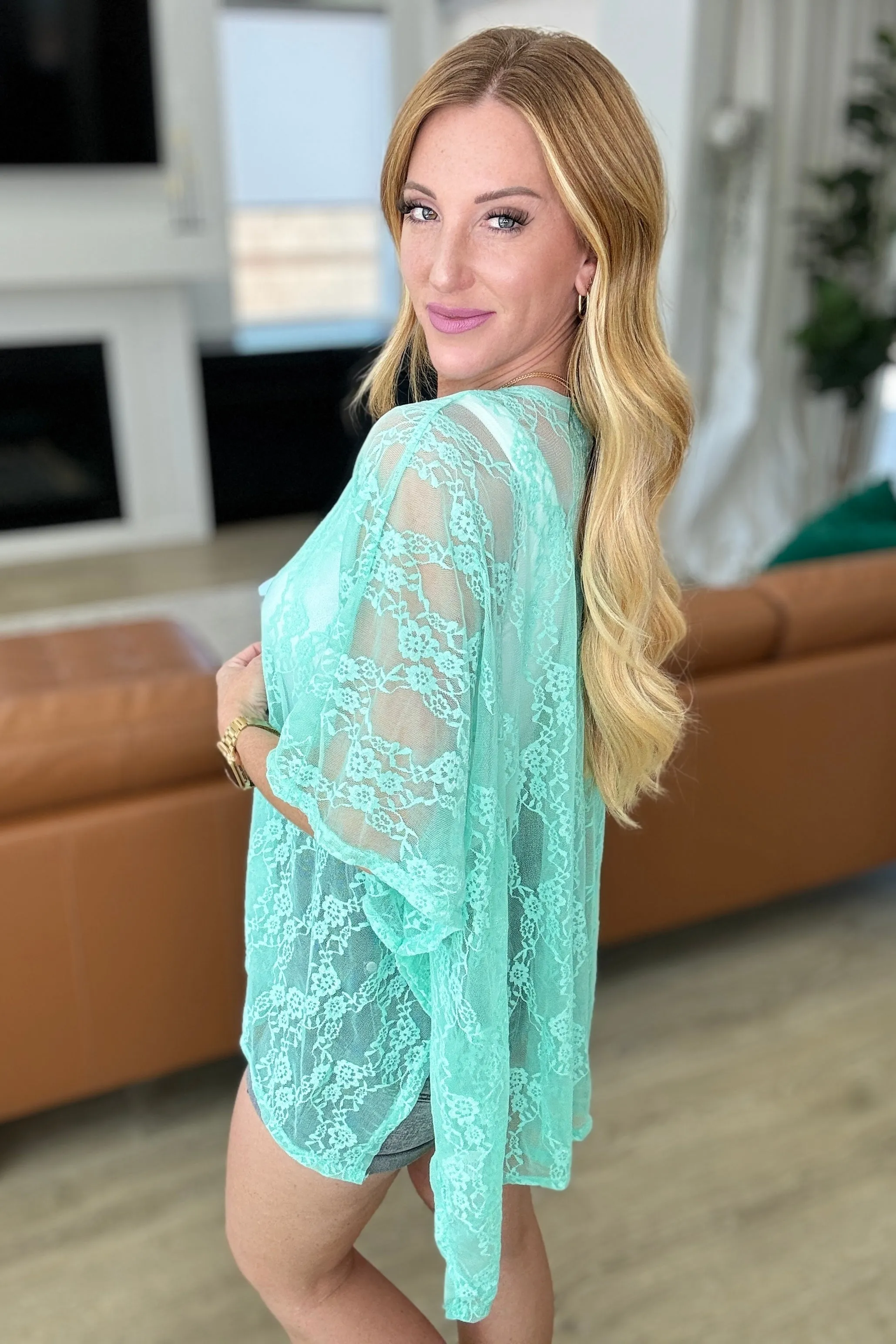 Hazel Blues® |  Good Days Ahead Lace Kimono In Mint