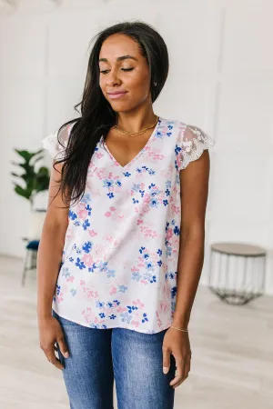 Hazel Blues® |  Still the One Lace Sleeve Floral Top