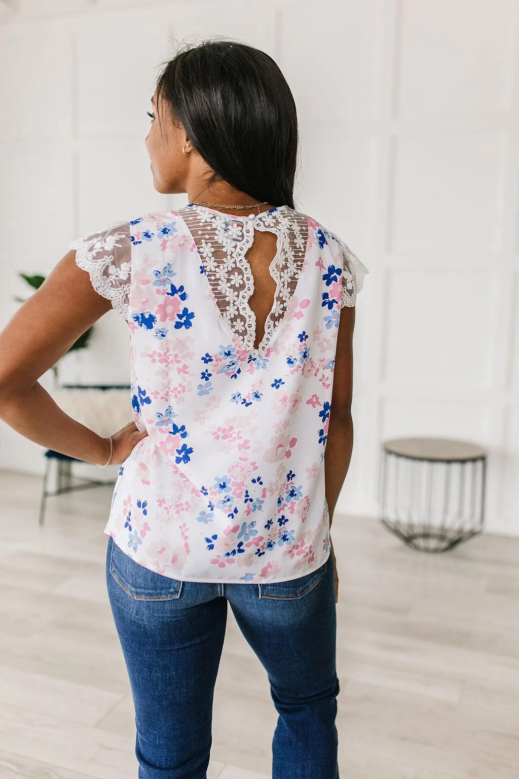Hazel Blues® |  Still the One Lace Sleeve Floral Top
