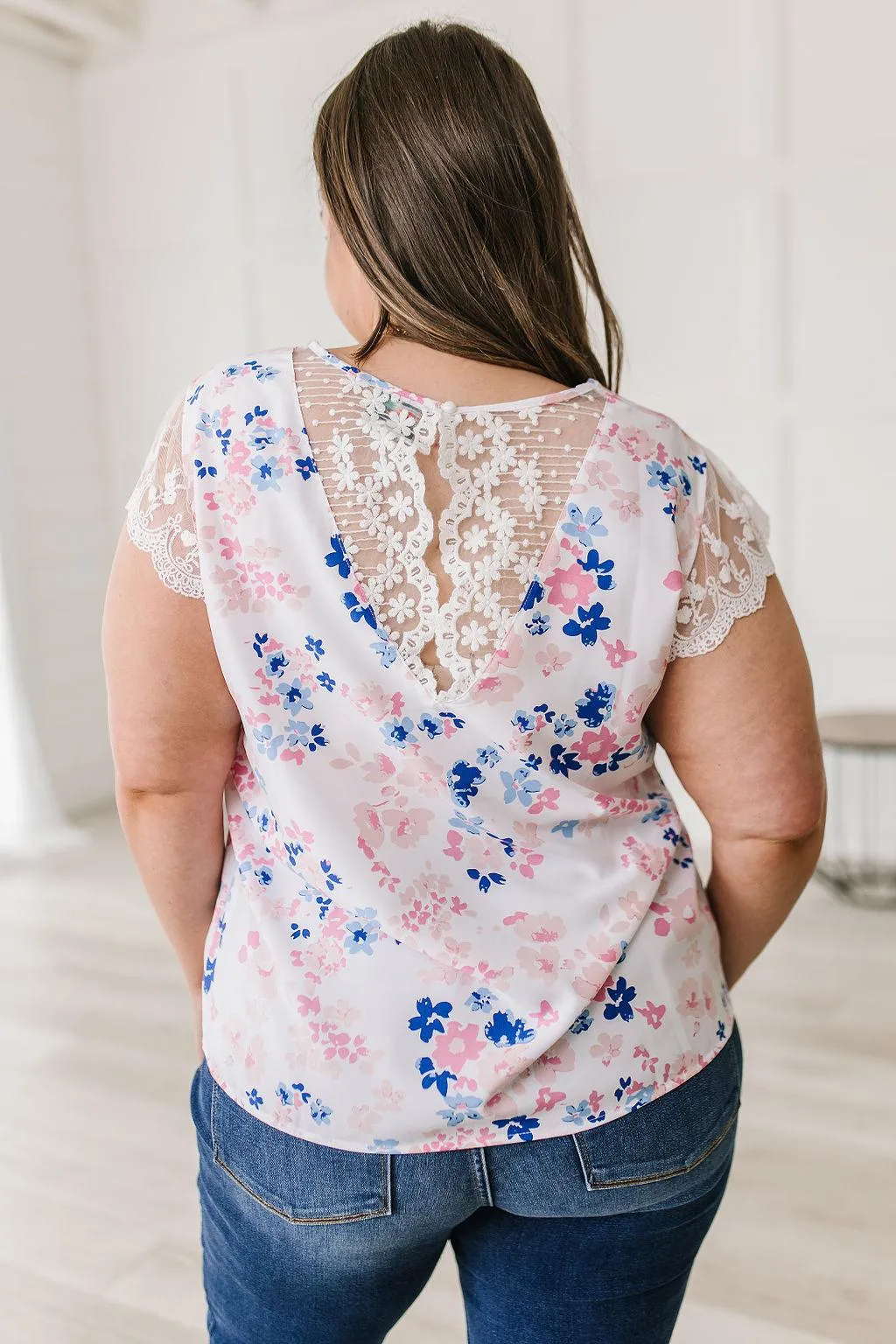 Hazel Blues® |  Still the One Lace Sleeve Floral Top