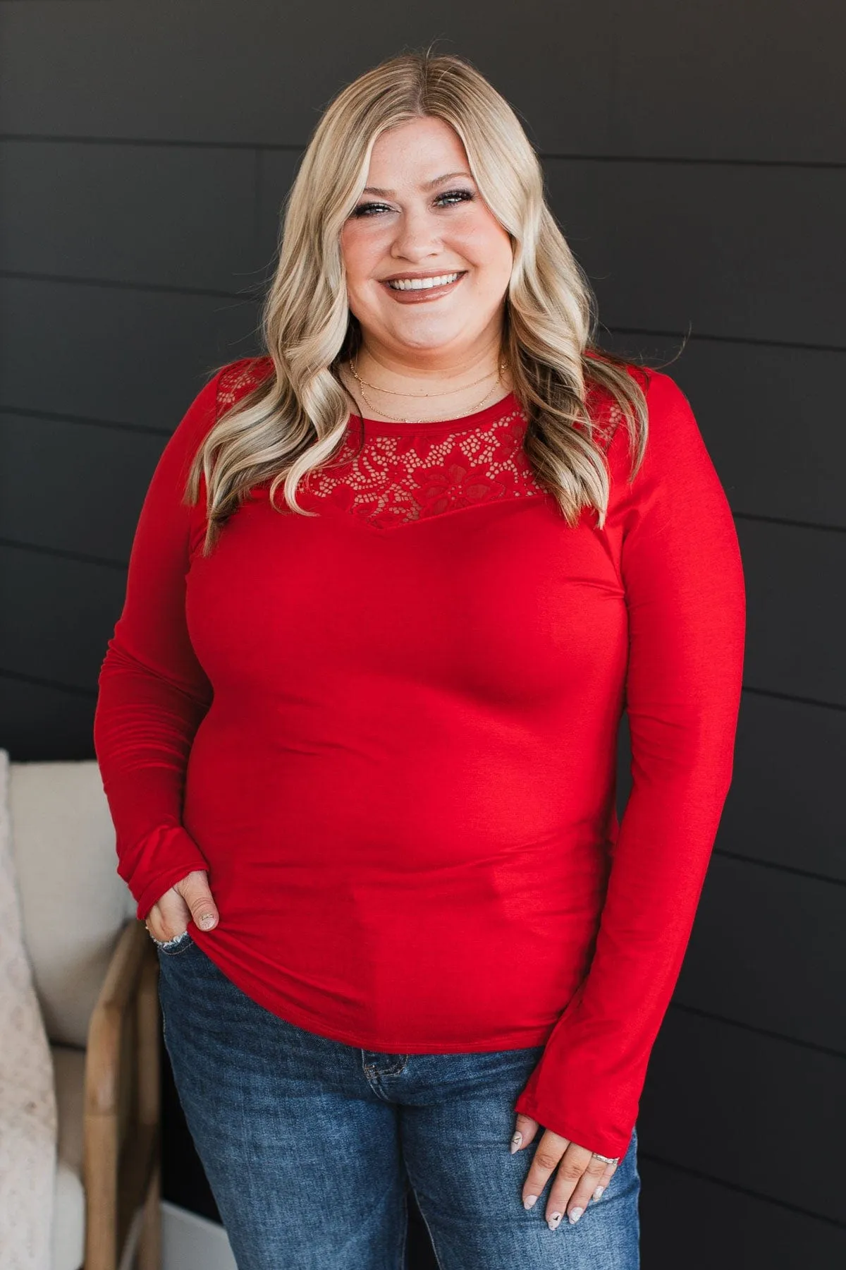 Here To Impress Knit Top- Red