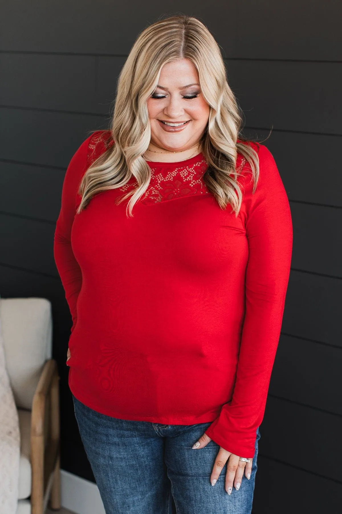 Here To Impress Knit Top- Red