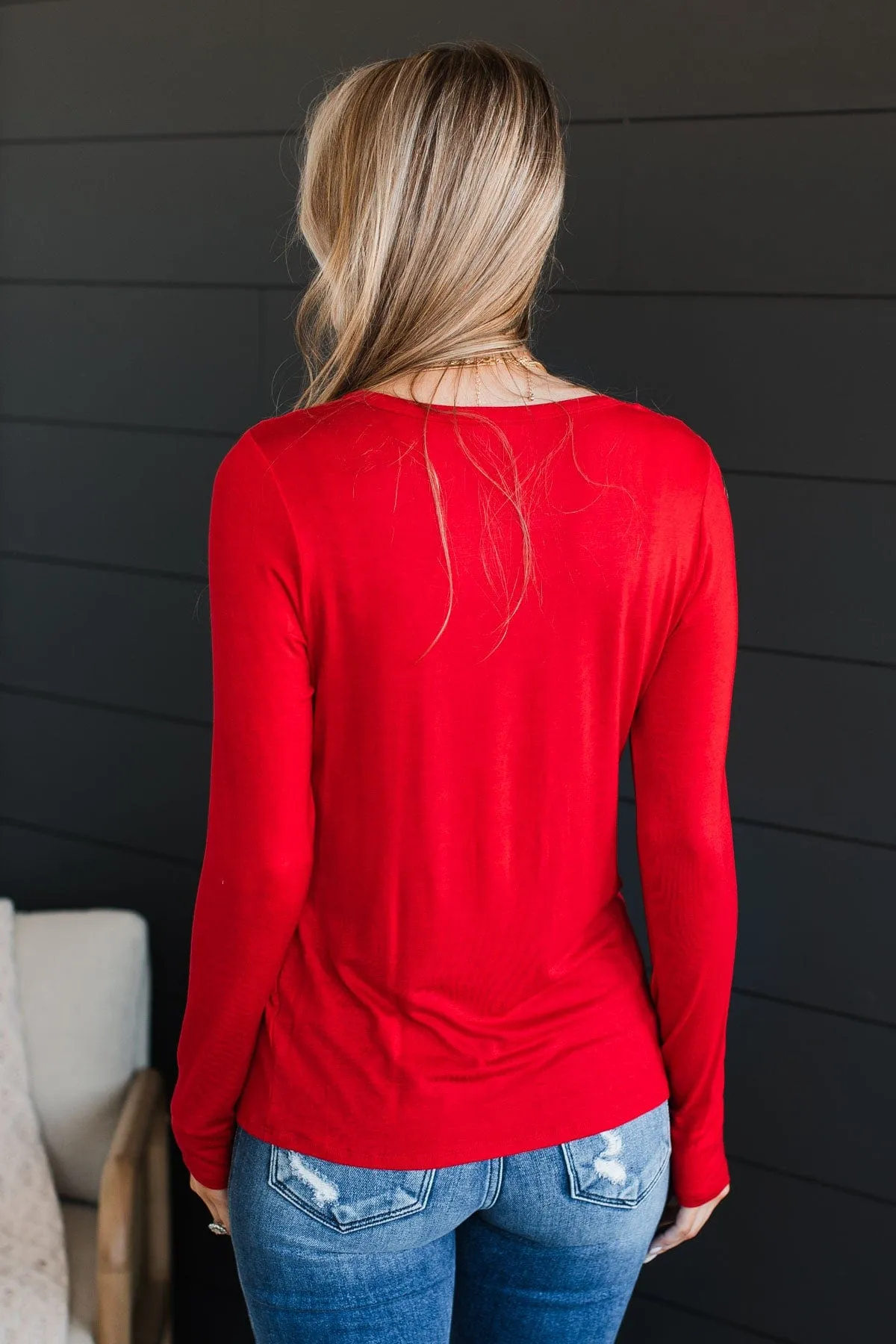 Here To Impress Knit Top- Red
