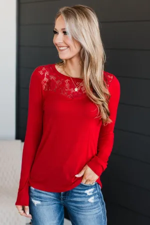 Here To Impress Knit Top- Red
