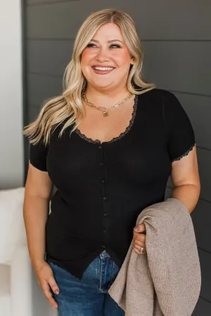 Hold Me Forever Button Top- Black