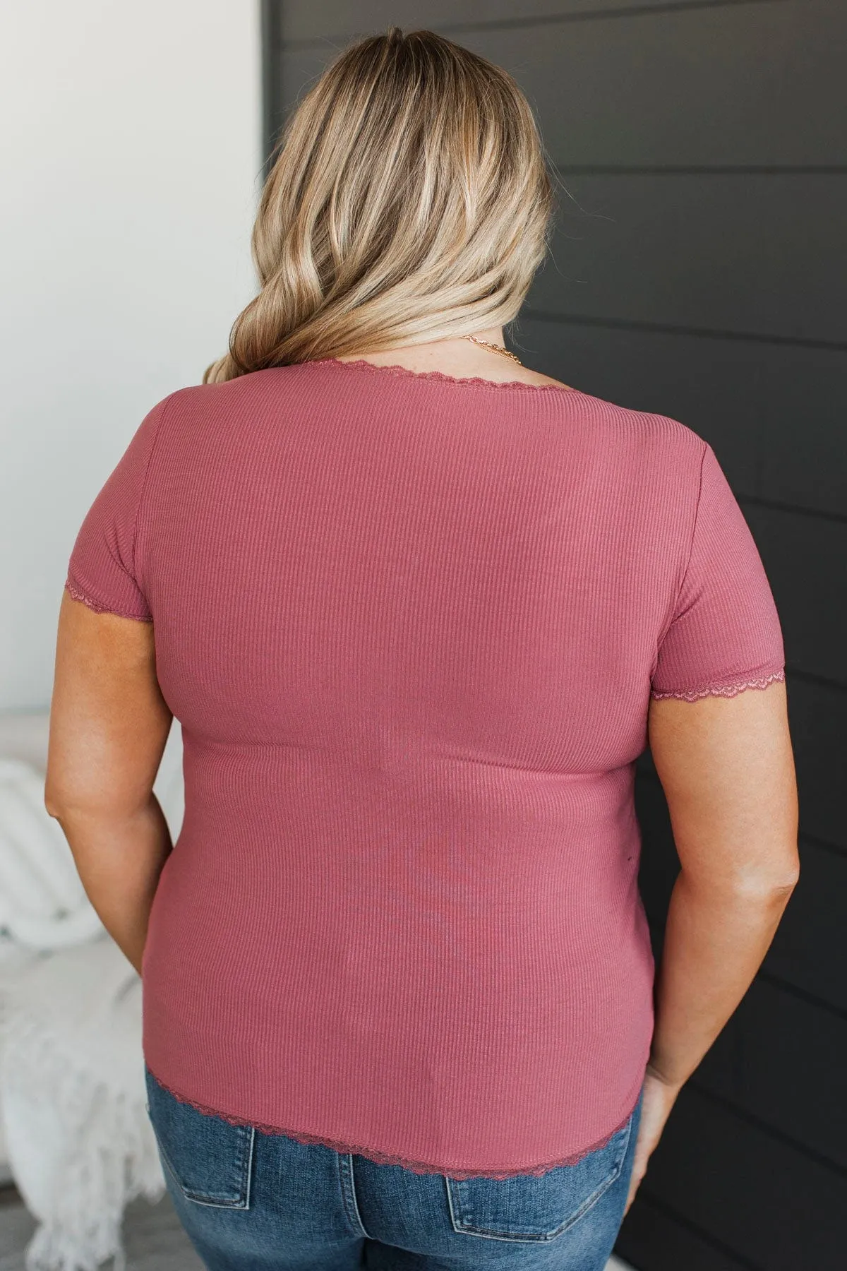 Hold Me Forever Button Top- Dusty Rose