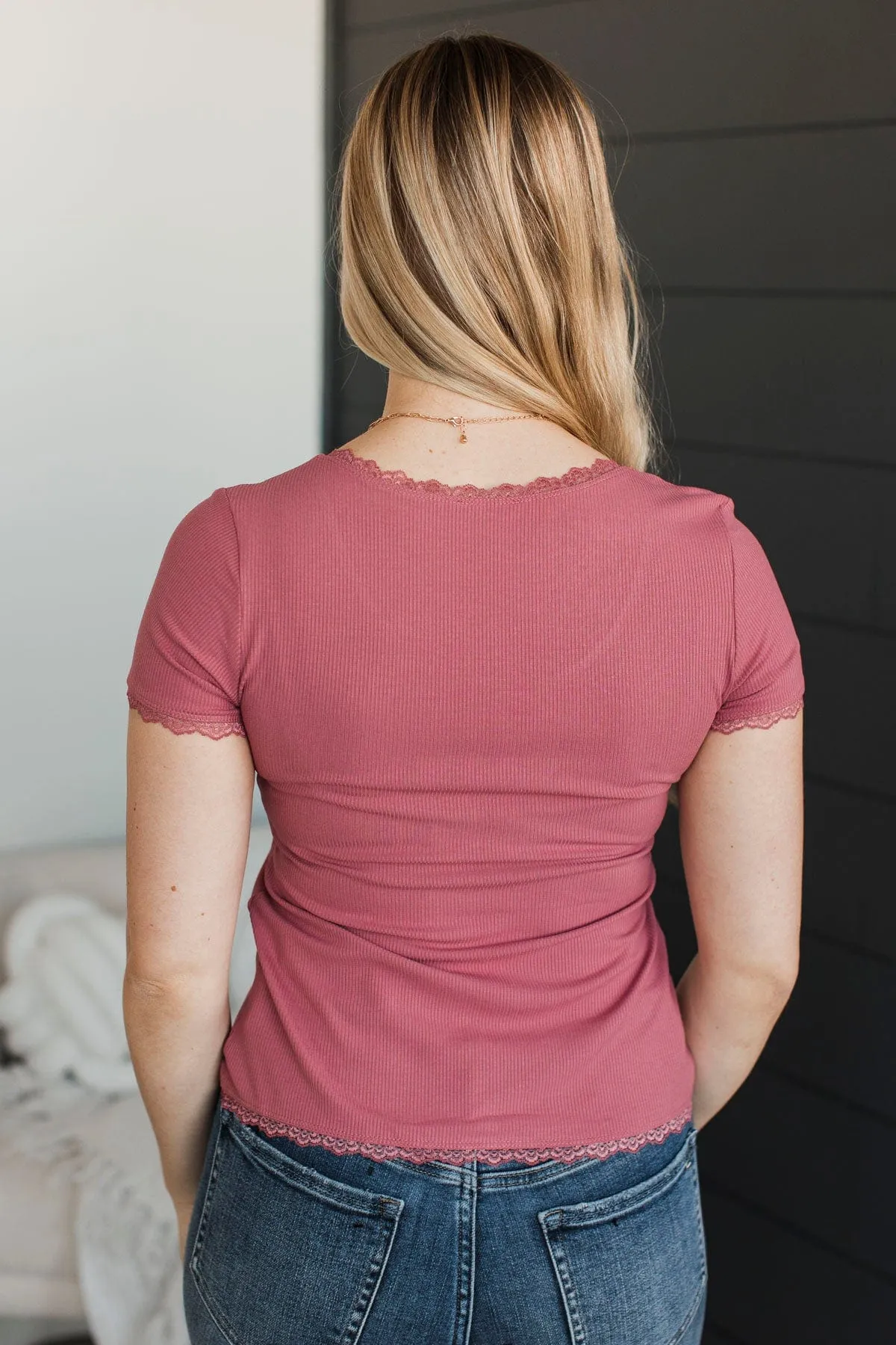Hold Me Forever Button Top- Dusty Rose