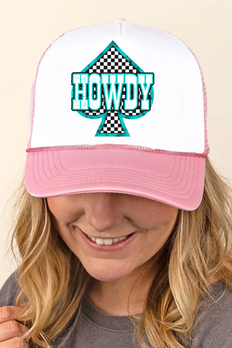 Howdy Checkered Spade Foam Mesh Back Trucker Cap