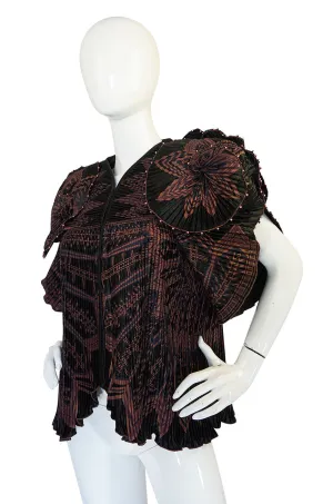 Iconic 1970s Zandra Rhodes Hand Painted Pleated Jacket