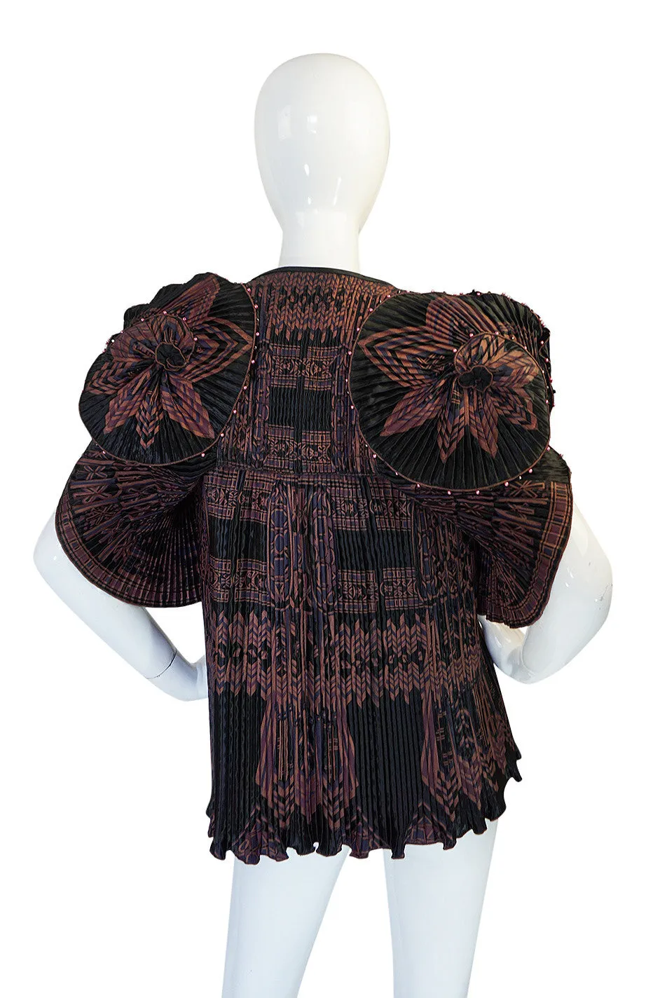 Iconic 1970s Zandra Rhodes Hand Painted Pleated Jacket