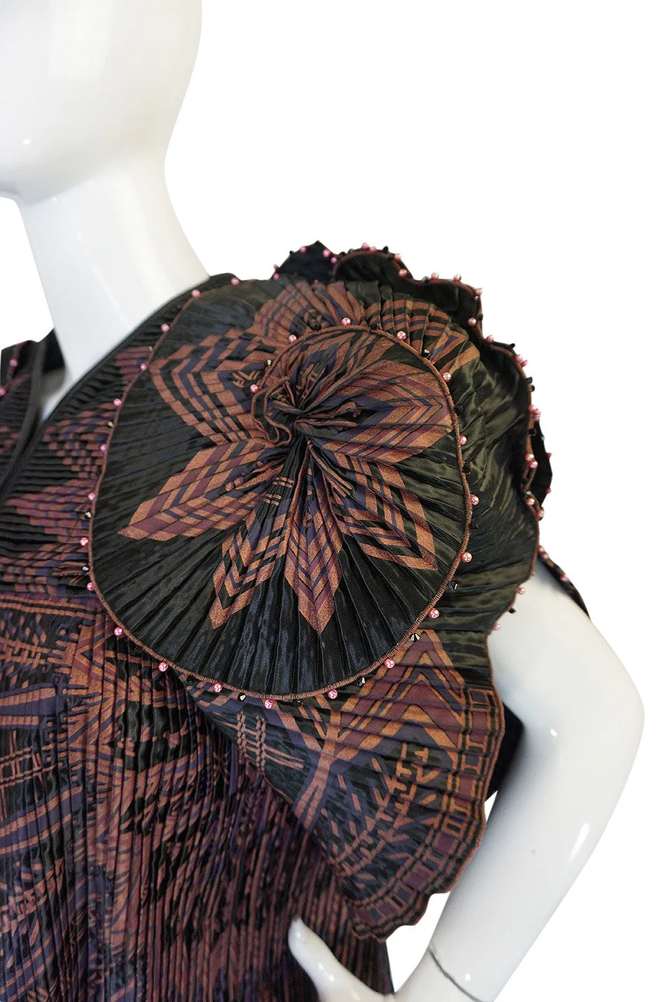 Iconic 1970s Zandra Rhodes Hand Painted Pleated Jacket