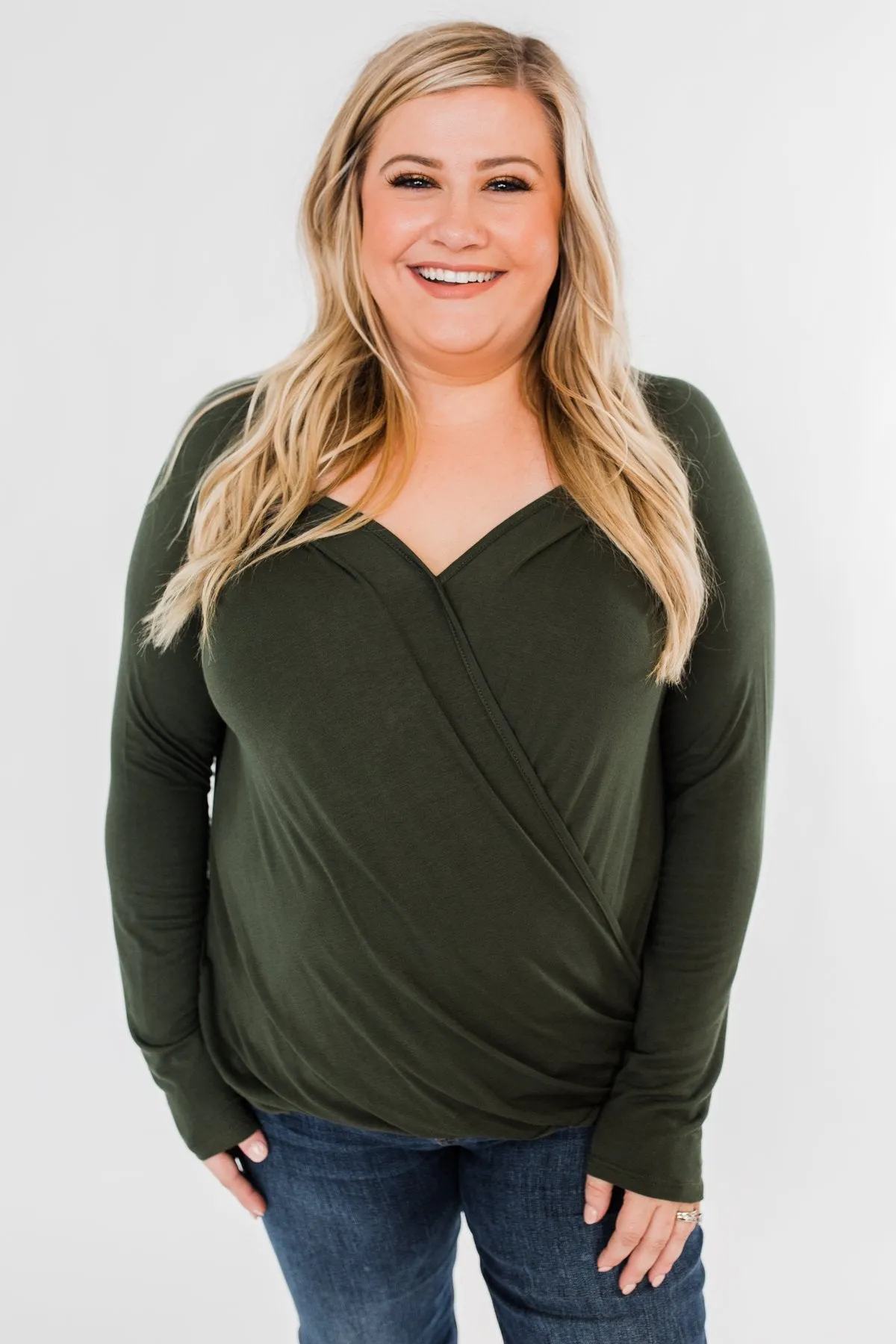 If You Say So V-Neck Wrap Top- Hunter Green