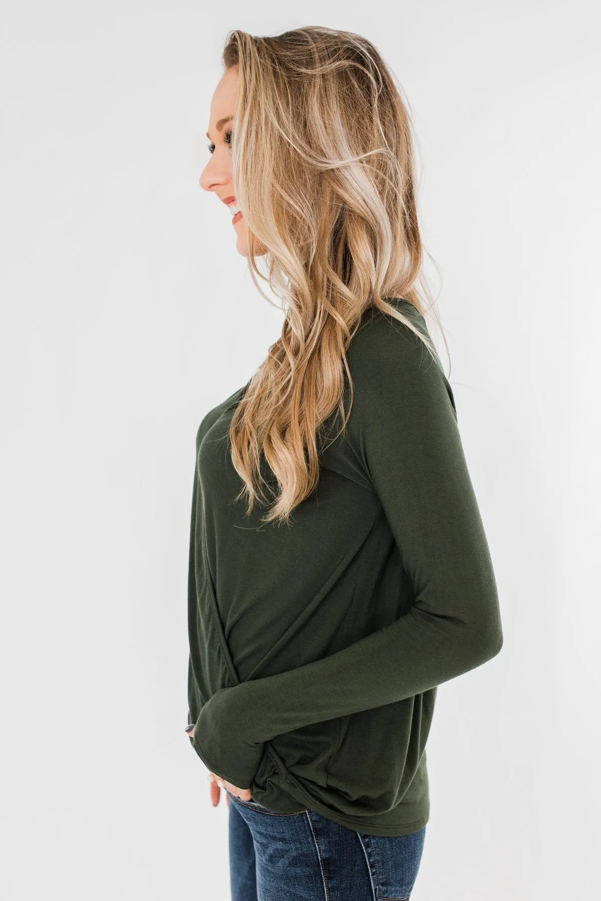 If You Say So V-Neck Wrap Top- Hunter Green