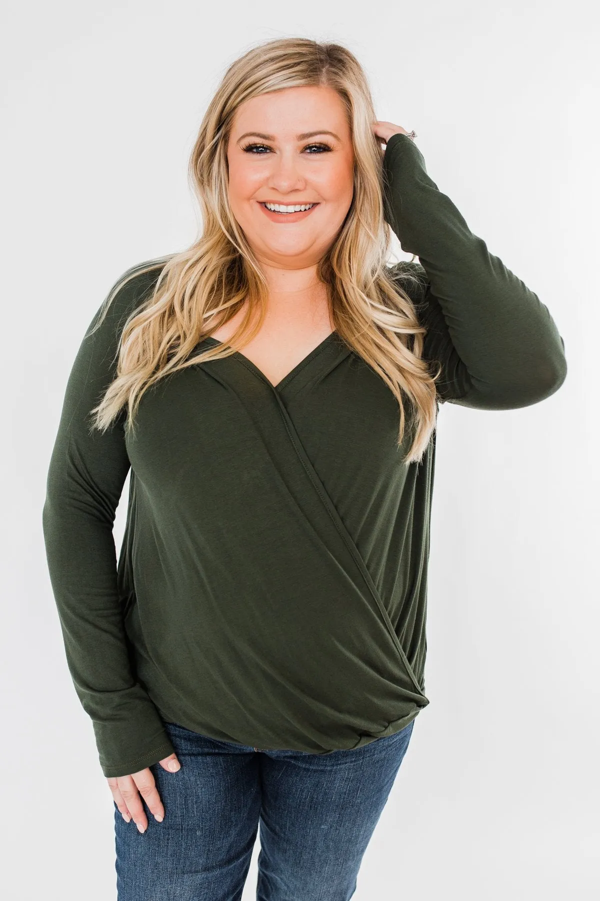 If You Say So V-Neck Wrap Top- Hunter Green