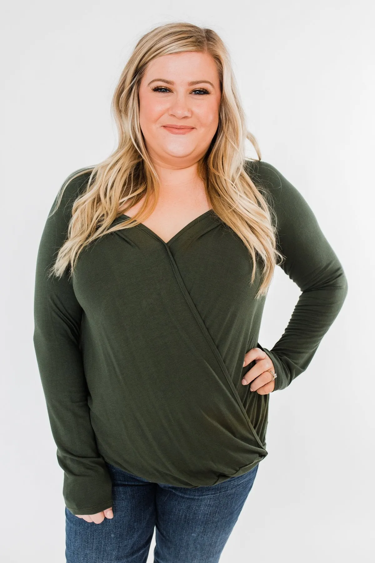 If You Say So V-Neck Wrap Top- Hunter Green