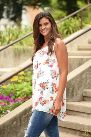 Ivory Lace Floral Tank Top