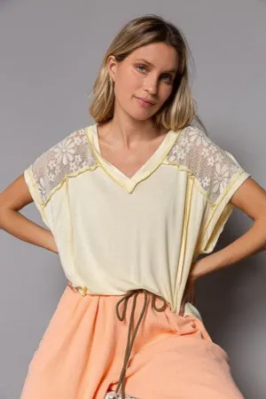 Ivory Lace Shoulder Tee