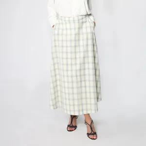 Ivory Window Pane Italian Women's Maxi Skirt