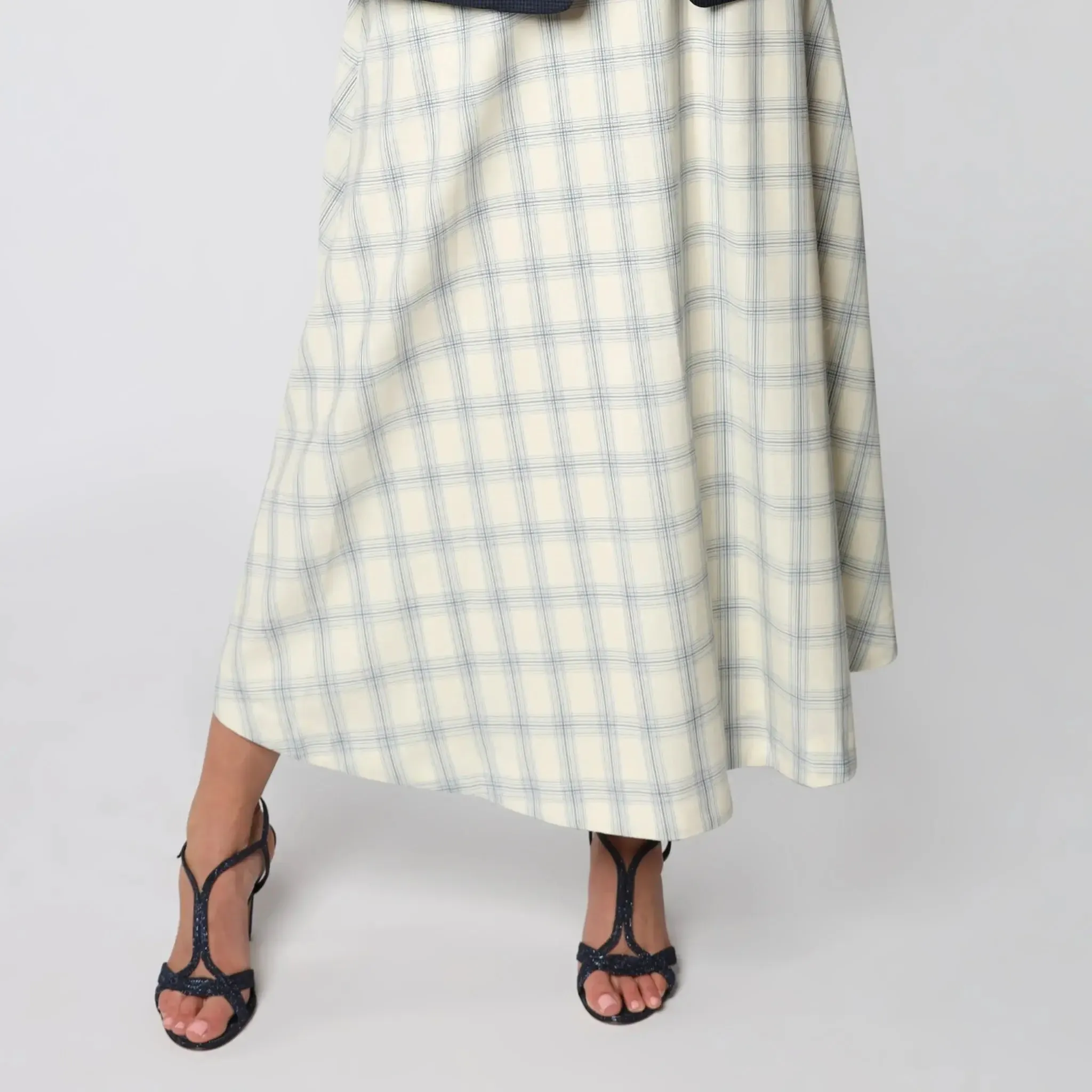 Ivory Window Pane Italian Women's Maxi Skirt