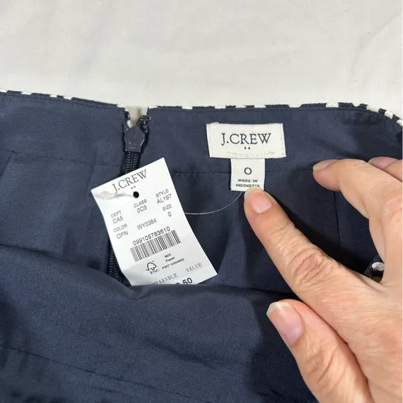 J. Crew Women’s Navy White Modern Polka Dot Pencil Skirt 100% Cotton Size 0 NWT