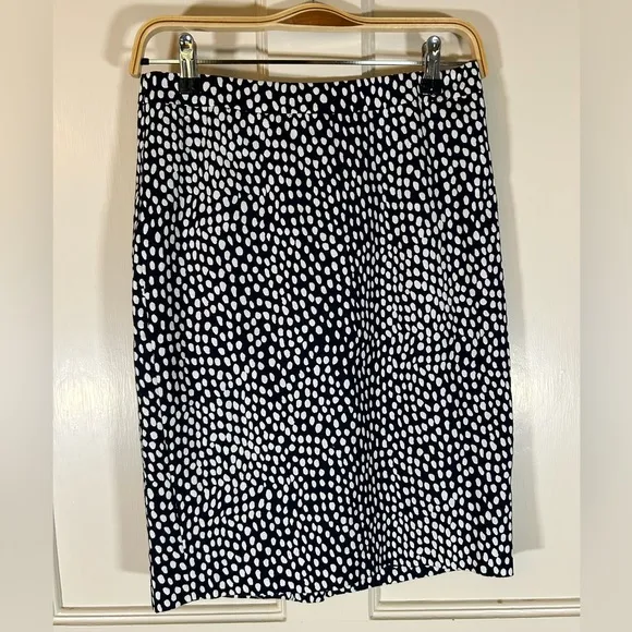 J. Crew Women’s Navy White Modern Polka Dot Pencil Skirt 100% Cotton Size 0 NWT