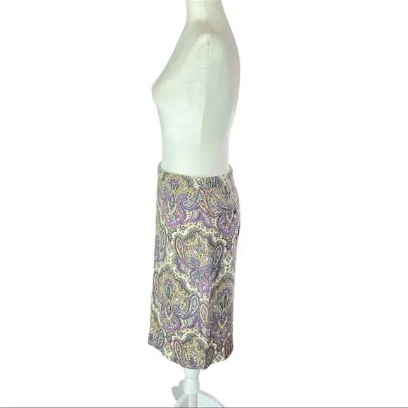 J. Crew Women's Purple Paisley No. 2 Pencil Skirt Size 2 Knee Length Spring NWOT