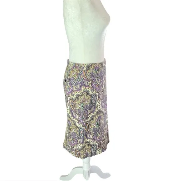 J. Crew Women's Purple Paisley No. 2 Pencil Skirt Size 2 Knee Length Spring NWOT