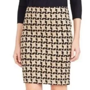 J. McLaughlin Lucy Houndstooth Geo Mini Pencil Skirt Size 6 EUC