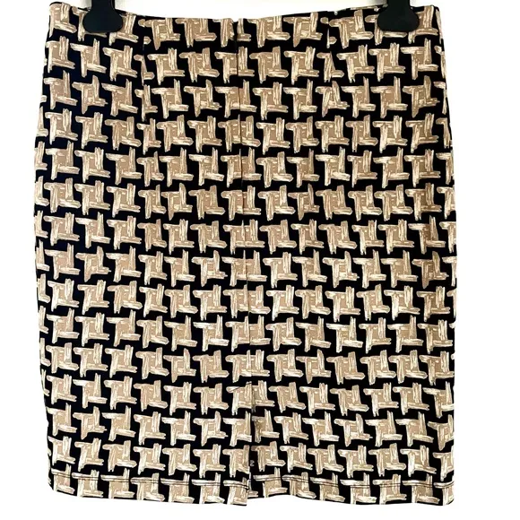 J. McLaughlin Lucy Houndstooth Geo Mini Pencil Skirt Size 6 EUC