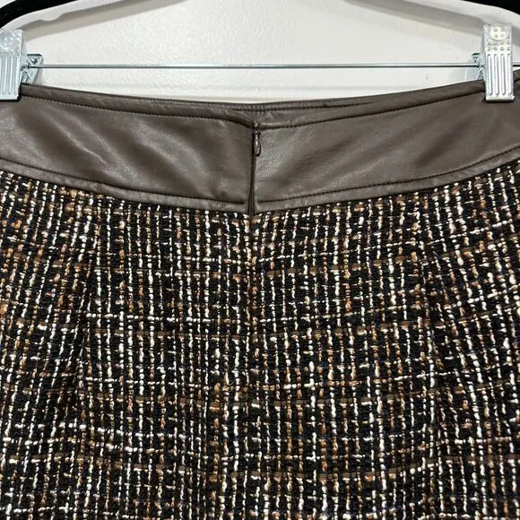 J Mclaughlin Womens Maryl Skirt 6 Brown Tweed Pencil Career Knee Length NWT $188