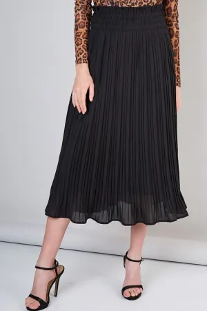 JESSE PLEATED LONG BLACK SKIRT