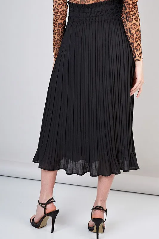 JESSE PLEATED LONG BLACK SKIRT
