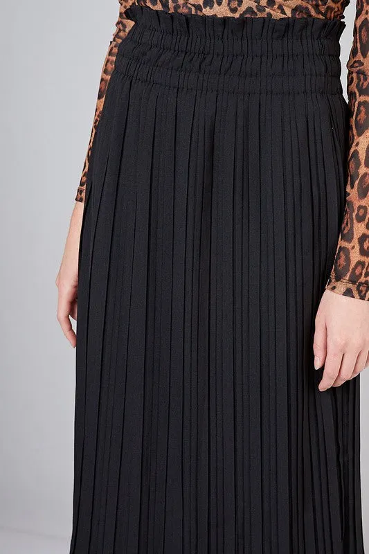 JESSE PLEATED LONG BLACK SKIRT