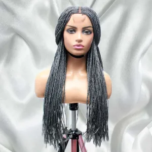 Kim K Lace Closure Mid Part Corn Row Braided Wig- Grey