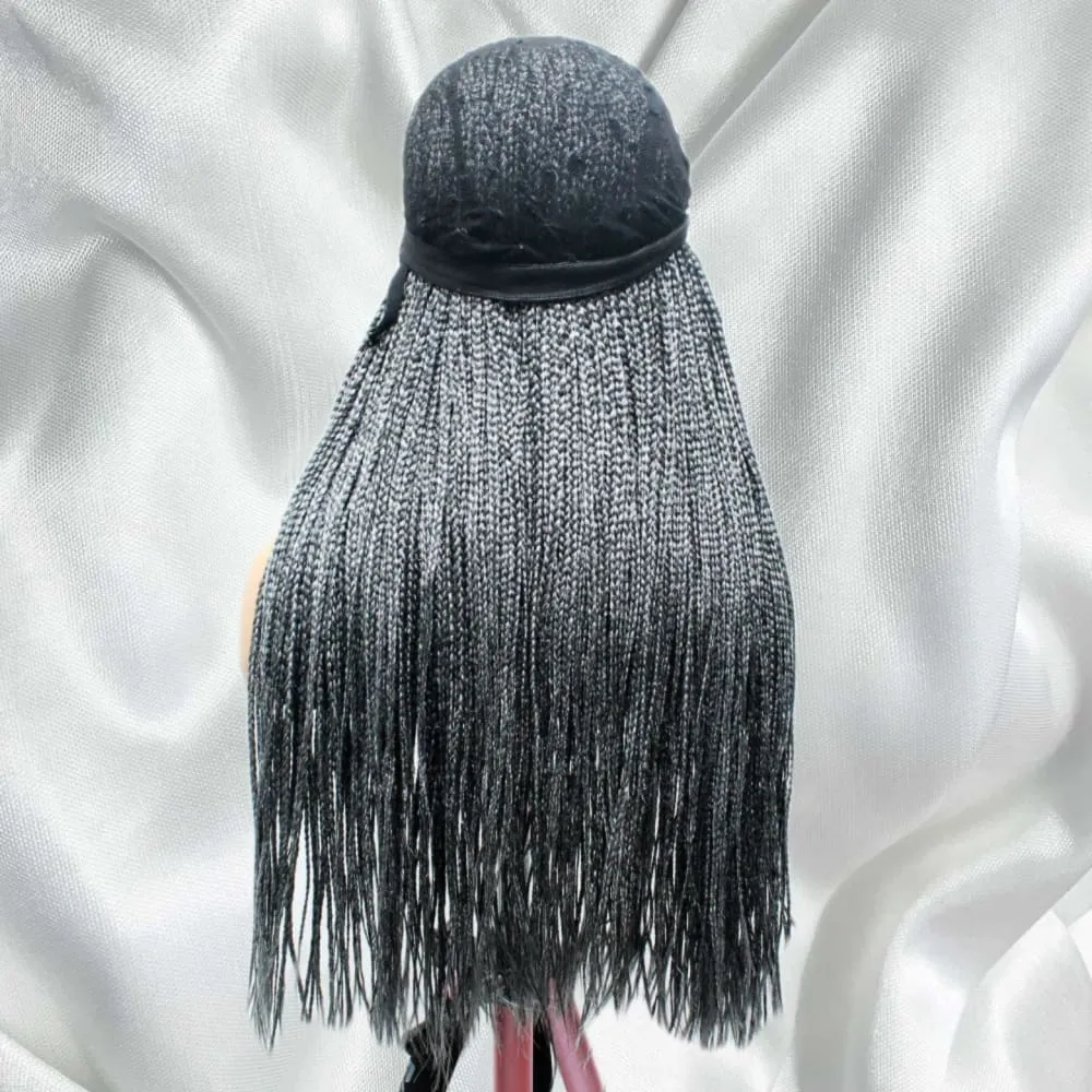 Kim K Lace Closure Mid Part Corn Row Braided Wig- Grey