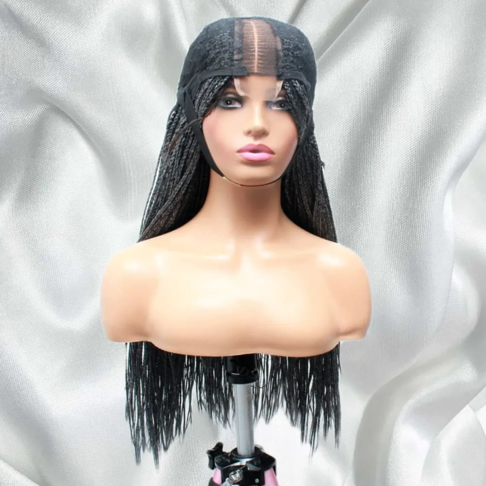 Kim K Lace Closure Mid Part Corn Row Braided Wig- Grey