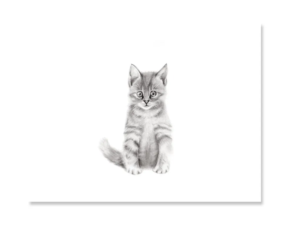 Kitten Pencil Drawing Print