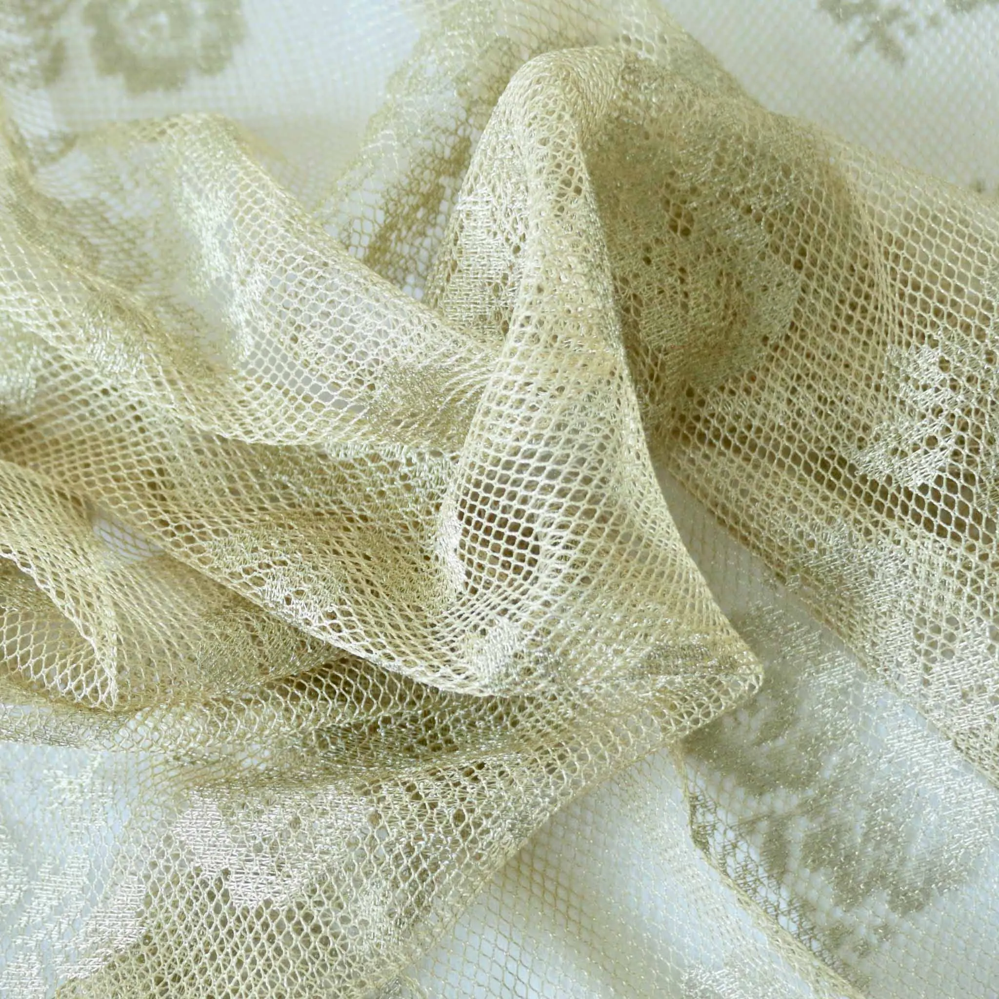 Lace Fabric - Gold delicate rose design