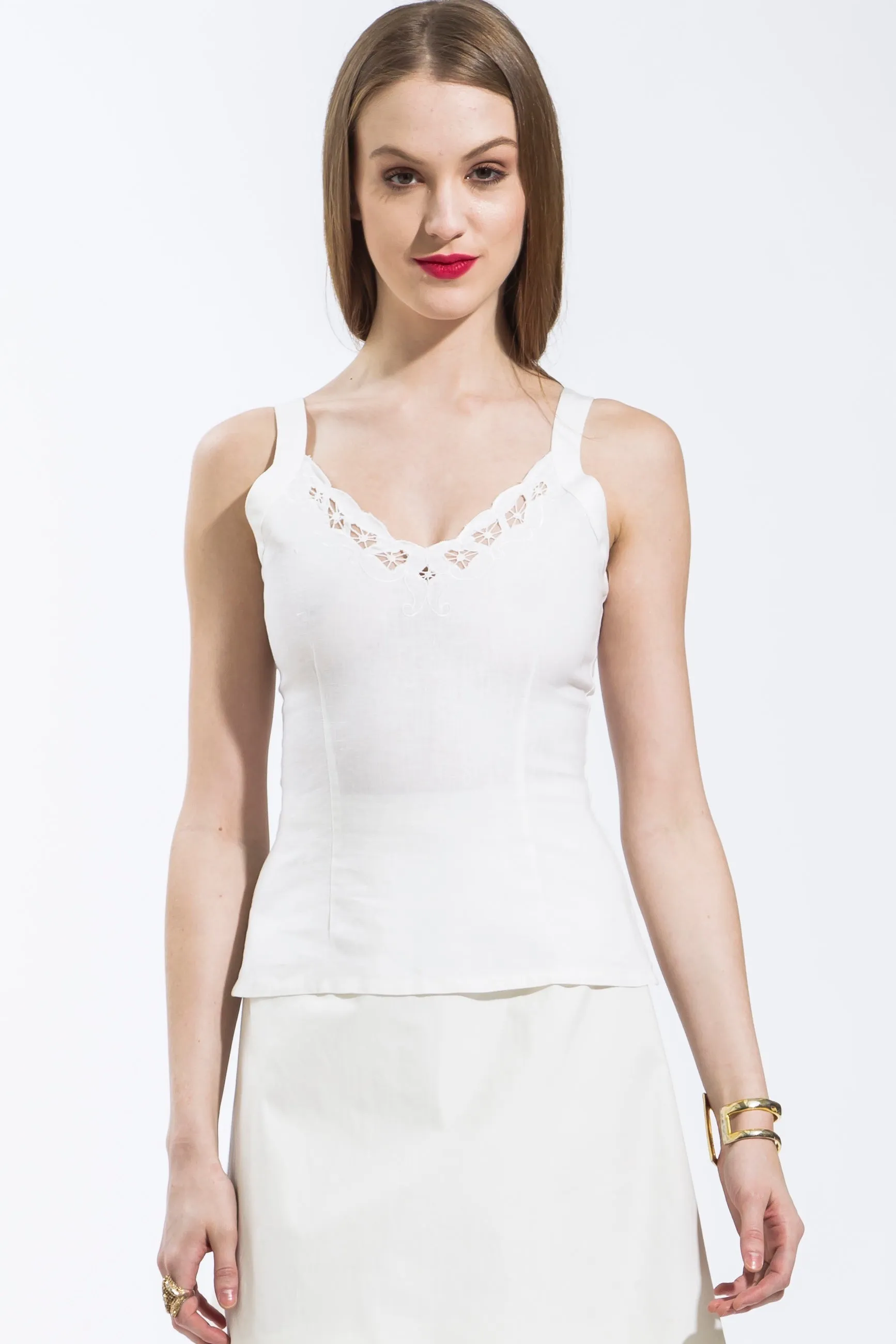 Lace Trim Camisole (White) Style #7230