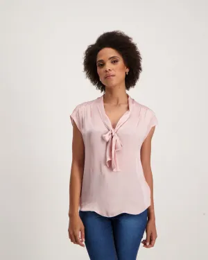 Ladies Sleeveless Satin Blouse - Blush