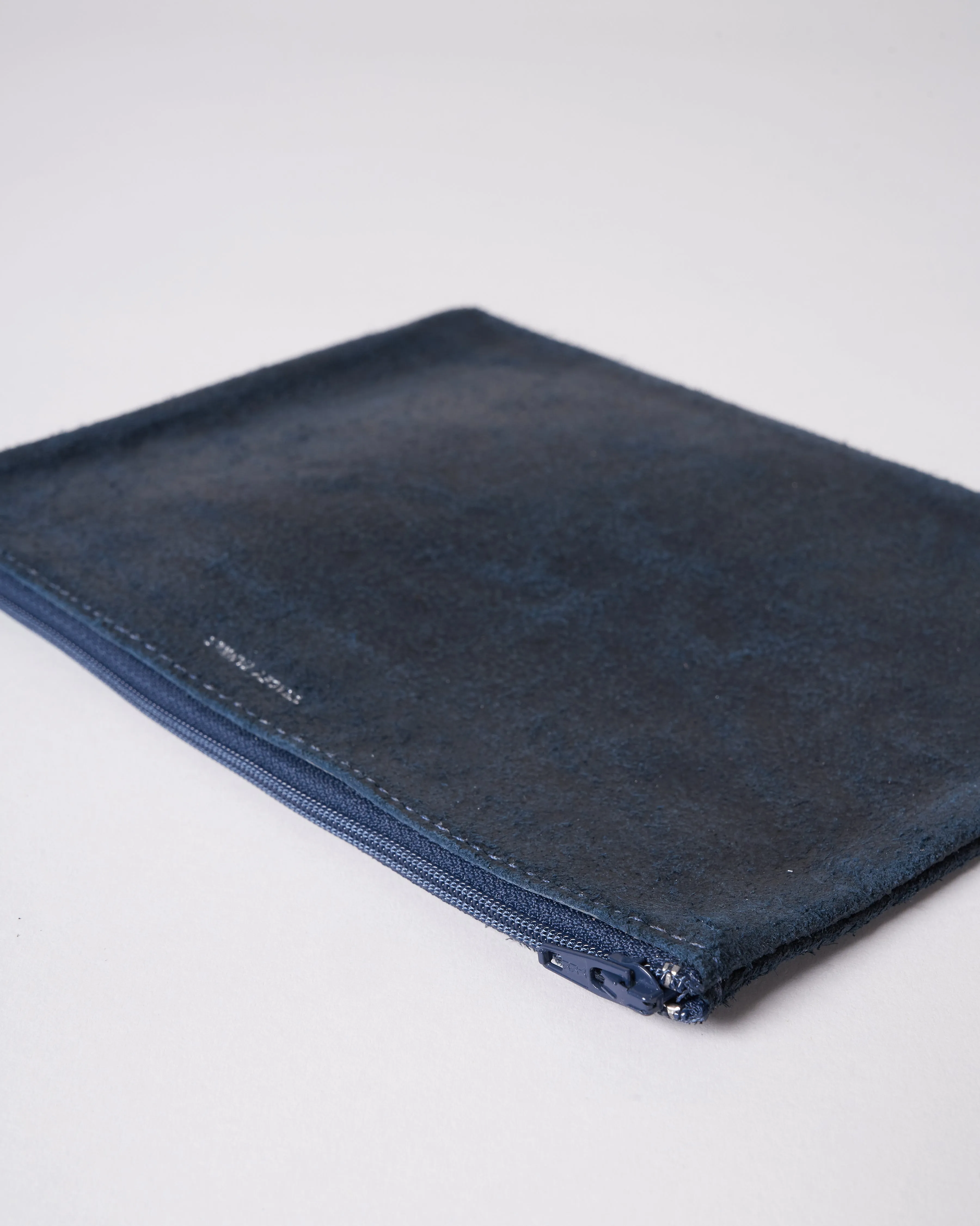 large zip pouch - distress indigo revolver