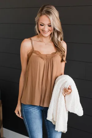 Latest Obsession Lace Tank Top- Light Brown