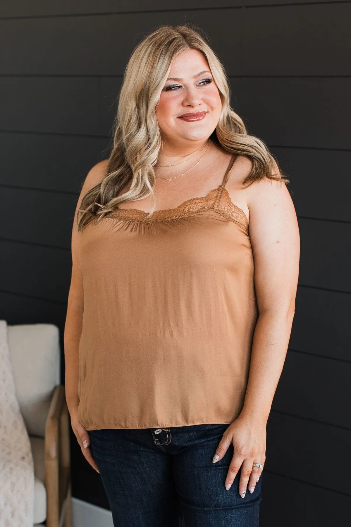 Latest Obsession Lace Tank Top- Light Brown