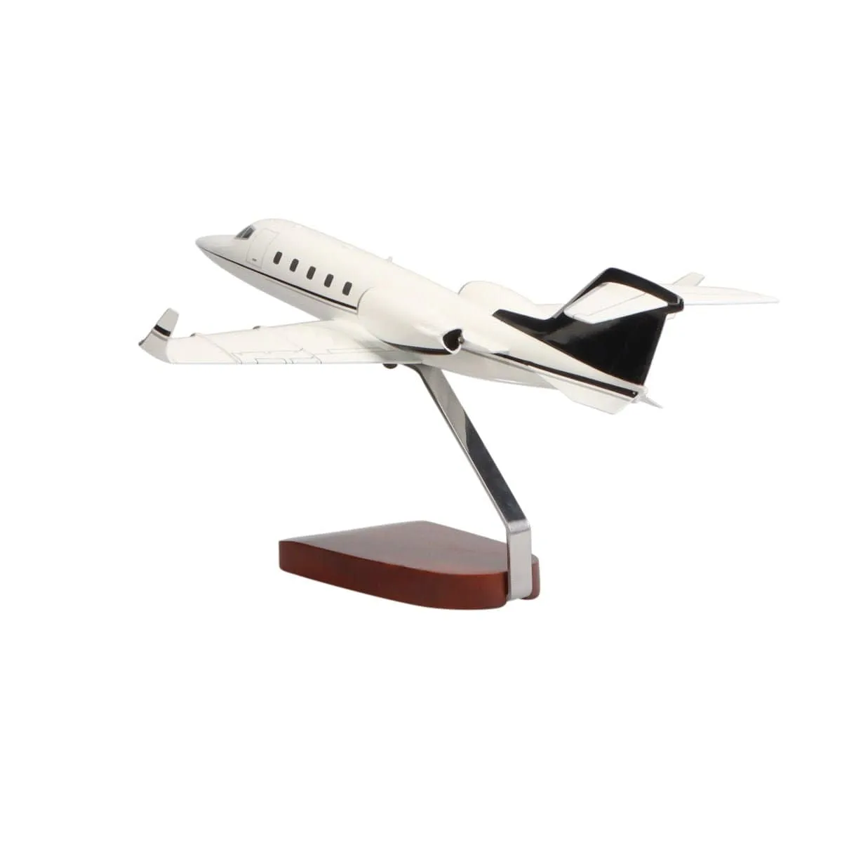 Learjet 60 (Black, Grey) Large Mahogany Model