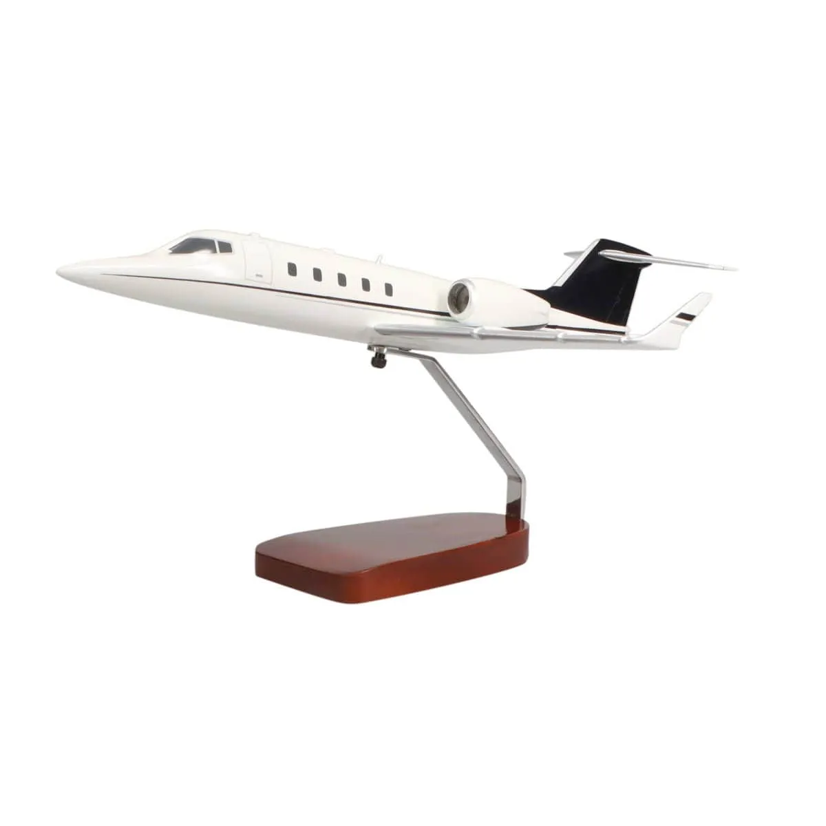 Learjet 60 (Black, Grey) Large Mahogany Model