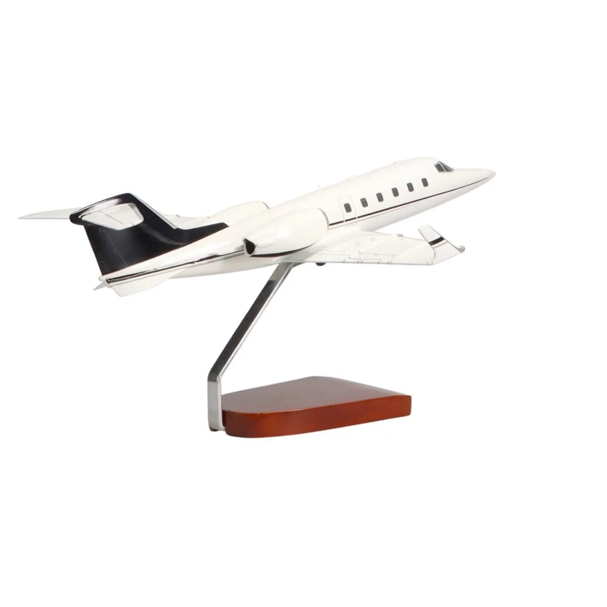 Learjet 60 (Black, Grey) Large Mahogany Model