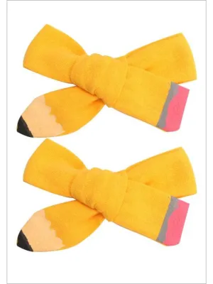 Lil' Miss Scholar Pencil Ribbon Hair Bows