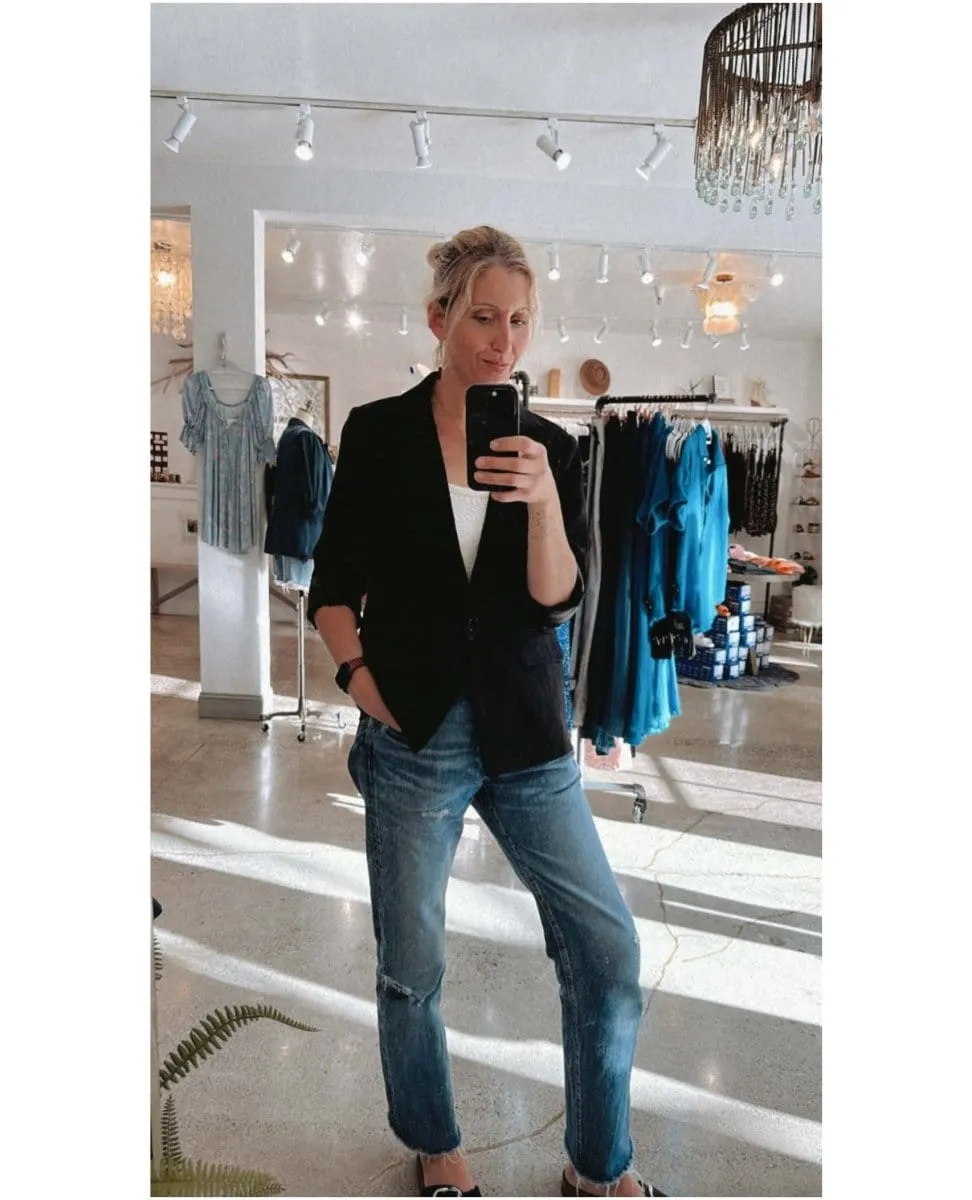 Lizzy Black Tab Sleeve Blazer