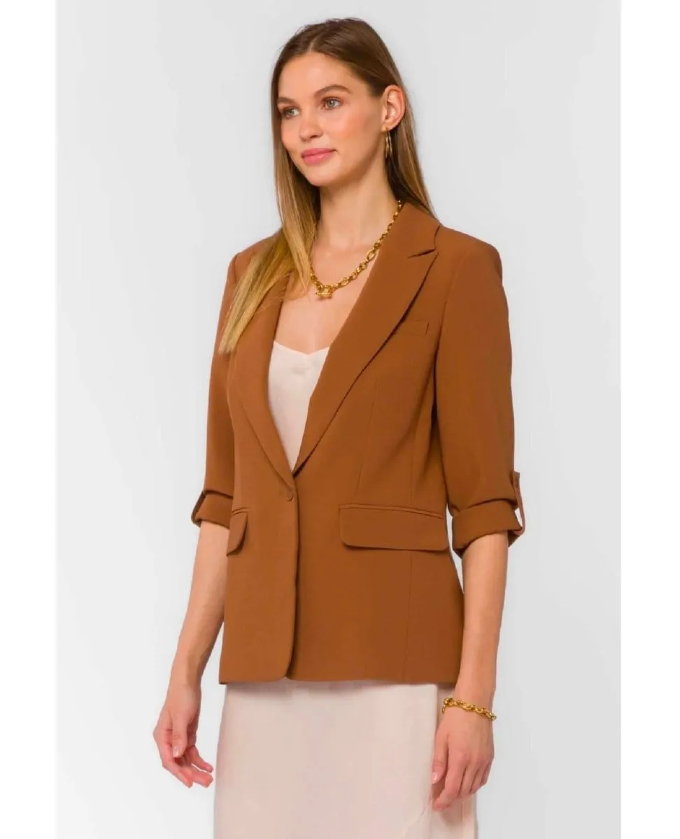 Lizzy Brown Tab Sleeve Blazer